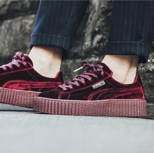 Puma Fenty By Rihanna Velvet Crush Creeper Burgundy Sneakers - Women's Size 8